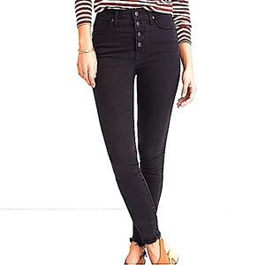 Madewell: 10" High-Rise Skinny Jeans in Berkeley Black: Button-Through Edition